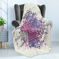 thumbnail image 4 of Tribal Soft Flannel Fleece Throw Blanket, Pattern Brushstroke Watercolors Blurry Backdrop Folk Print, Cozy Plush for Indoor and Outdoor Use, 70" x 90", Pale Pink Fuchsia Lilac, by Ambesonne, 4 of 5