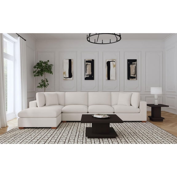 Pemberly Row 5-piece Fabric Upholstered Modular Sectional Sofa Ivory