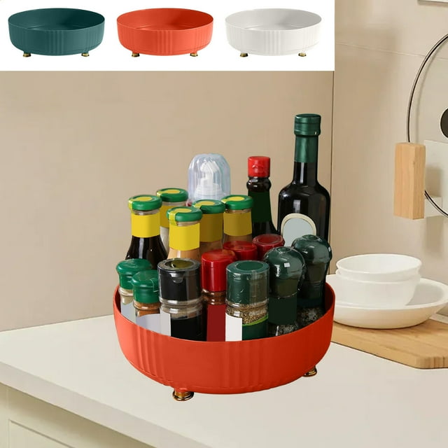 Fiudx Especiero Giratorio, Multifuncional, Ahorra Espacio, Fácil Acceso para Organizar Las Especias, Ideal para Cocina y Picnic, Blanco, Naranja y Verde, 28 X 9 X 9 Cm