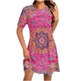 thumbnail image 2 of Ovzne Robes Grande Taille pour Femmes aux Formes Robe pour Femme Mode pour Femmes Robe à Col Rond à Manches Courtes Imprimée Robe Chandail Robe Maxi Grande Taille à Manches Courtes Liquidation, 2 of 5