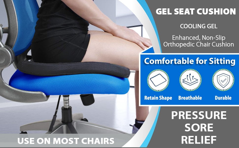 FOMI Premium Firm All Gel Orthopedic Seat Cushion Pad (15 x 15) for Car,  Office Chair, Wheelchair, or Home. Pressure Sore Relief. Ultimate Gel