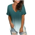 thumbnail image 2 of Floleo T-shirt For Women V-neck Short Sleeve Tops Fashion Casual Gradient Tops Soft Comfortable Gift Send Your Girlfriend、Wife、Mother, Mother's Day, 2 of 4