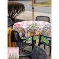 thumbnail image 4 of Outdoor Tablecloth with Umbrella Hole and Zipper, Easter Bunny Gnomes Square Table Cloth 60x60 Inch Waterproof Tablecloth, Spring Easter Eggs Floral Pink Plaid Picnic Table Cover for Patio Camping, 4 of 7