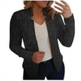 thumbnail image 2 of BSDJILFG Sequin Blazers for Women Long Sleeve Glitter Jacket Slim Fit Cropped Cardigans for Nightclub Performance, 2 of 6