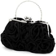 thumbnail image 2 of Bolso de noche de satén con flores para mujer, bolsos de boda, regalo para mamá, bolsos de moda para novia en fiesta de noche, negro oso de fresa Juguete, 2 of 5