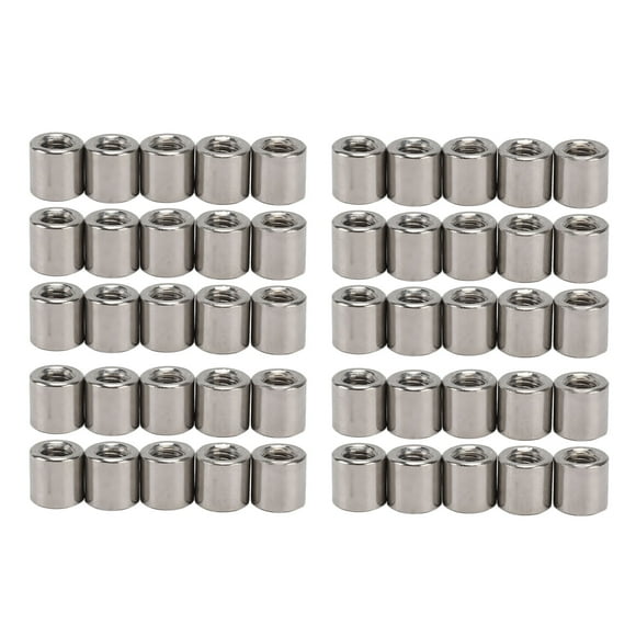 Female Thread Coupling Nuts, 50PCS Round Coupling Nut Rustproof Durable  Multifunctional  For Fastening  Studs Screws