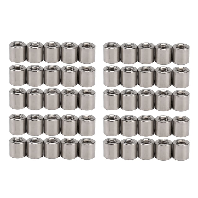 Round Coupling Nuts,50PCS Cylindrical Coupling Nuts Female Thread Coupling Nuts Cylindrical Coupling Nut Unrivaled Performance