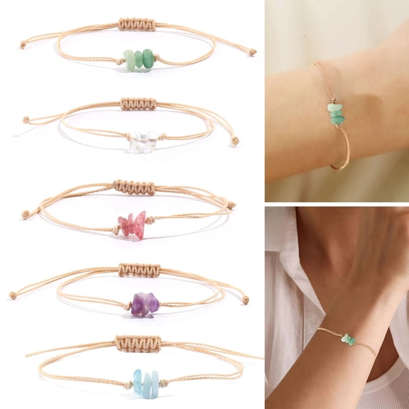 SmartBy Artificial Crystal Braided Bracelet Handcrafted Adjustable String Rope Bracelet Boho Summer Bracelet Gift for Friends Men Women