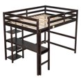 thumbnail image 4 of Full Loft Bed with Desk & Shelves, Full Loft Bed with Bulit-in Ladder & Full-Length Guardrail, Wooden Full Size Loft Bed for Teens Adults, No Box Spring Needed, 79.5” x 58.8” x 65.0”, Espresso, 4 of 7
