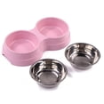 thumbnail image 5 of Aquvino Dog Double Bowl Puppy Food Feeder Stainless Steel Pet Drinking Dish (Pink), 5 of 7