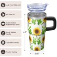 thumbnail image 3 of Sunflower 20oz Stainless Steel Tumbler with Handle and Straw – Insulated Travel Cup with Sliding Lid, 360° Full Wrap Printed Mug for Home, Outdoor & Sports Use, Foral, 3 of 6