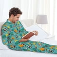 thumbnail image 6 of Naloa Trucks And Excavators Men’s Pajamas Set - Long Sleeve Button Down Sleep Shirt and Pajama Bottoms Sleepwear Set-, 6 of 7