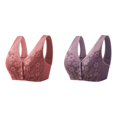 thumbnail image 1 of 2 Pack(Purple 1PCS & B 1PCS) Multipack Strapless Bra Womens No Steel Ring Front Close Bra T Pack of Bra Back Plus Size Seamless Unlined Bra for Large Bust, 1 of 7