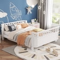 thumbnail image 4 of Mirightone Full Bed Platform, Solid Pine Wood Twin Bed Frame for Teens, Daybed with 3-Sided Guardrail & Detachable Side Rail (White), 4 of 9