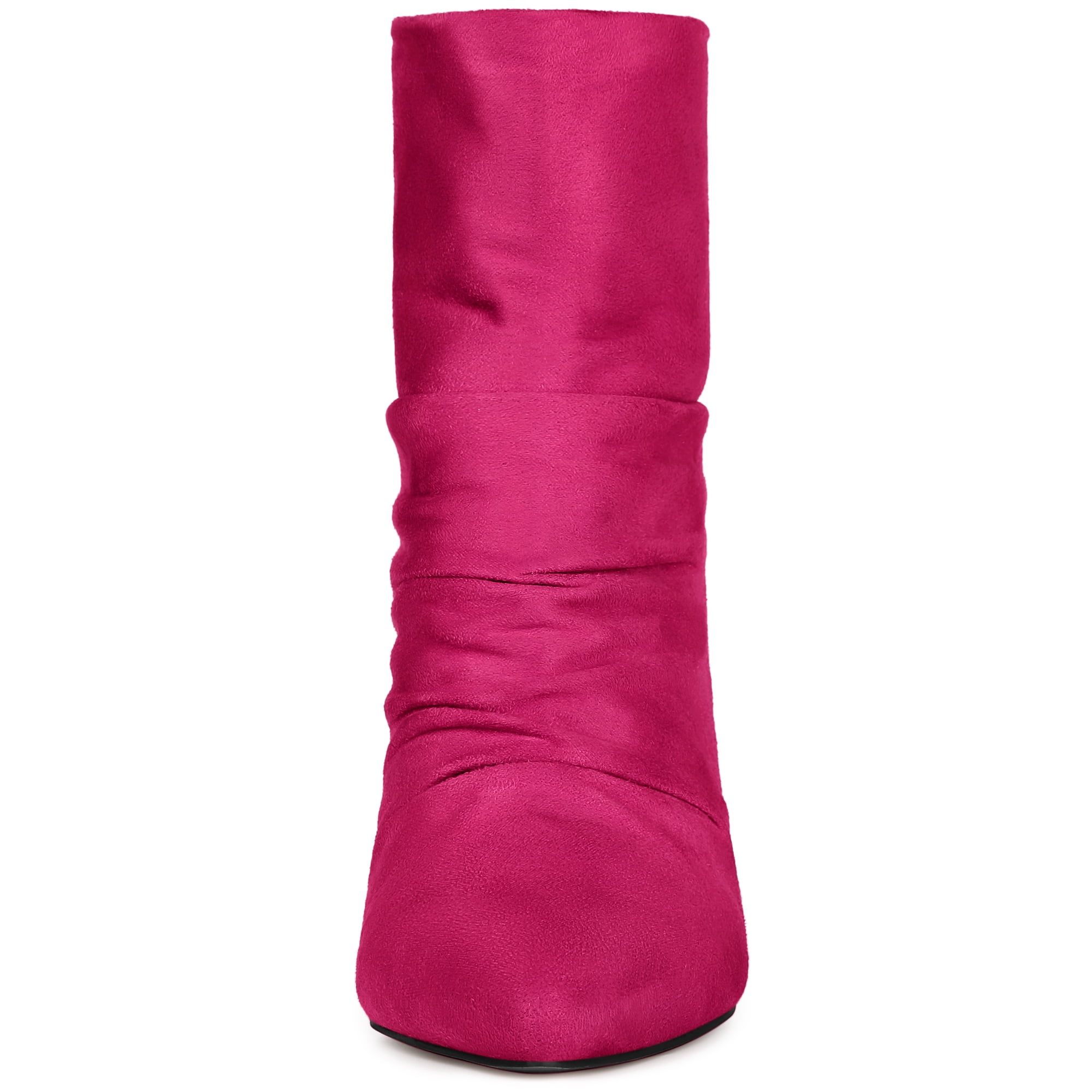 DARING DIVA Women's Pointed Toe Back Zip Stiletto Heel Ankle Boots Hot Pink 10