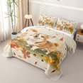 thumbnail image 3 of Manfei Cute Pug Quilt Full, Fall Farm Maple Leaf Full Bedspread Sets, Cream, 3-Piece, 1 Coverlet and 2 Pillowcases, 3 of 7