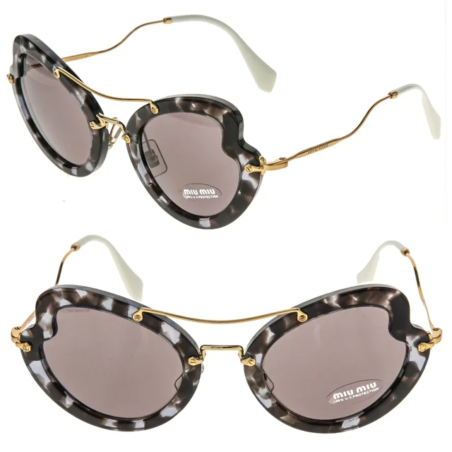 MIU MIU SCENIQUE Butterfly 11R Havana Purple Gold Designer Sunglasses MU11RS