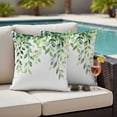 thumbnail image 4 of Eucalyptus Leaf Outdoor Waterproof Pillow Covers, Spring Green Botanical Leaves Aesthetic Decorative Square Throw Pillowcase Sofa Cushion Sham for Patio/Couch/Chair, 24"x24" 2 Pack, 4 of 8