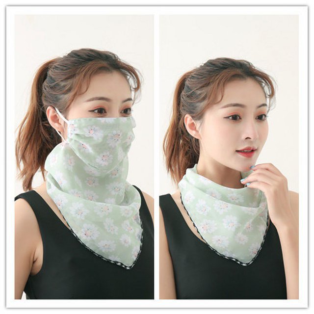 Máscara de montar al aire libre de verano con estampado de moda para mujer, bufanda de protección solar de cuello grande, bufanda para conducir, sombrilla