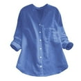 thumbnail image 1 of Chemises Boutonnées pour Femmes Blouse de Travail Décontractée à Manches Longues en Lin de Coton, 1 of 4