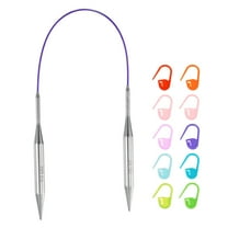 Uxcell Knitting Needles Size US 13(9mm) Circular Needle 16 Inch(40cm) Round Metal Stainless Steel Needle for Handmade Projects DIY Knitting