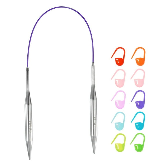 Uxcell Knitting Needles Size US 13(9mm) Circular Needle 16 Inch(40cm) Round Metal Stainless Steel Needle for Handmade Projects DIY Knitting