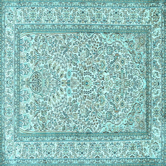 Ahgly Company Indoor Square Persian Light Blue Traditional Area Rugs, 6' Square