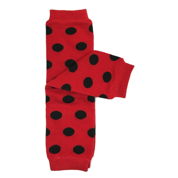 bowbear baby polka dot and solid color leg warmers, red and black dots