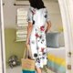 thumbnail image 4 of Moda mujer verano estampado casual cuello en V manga corta vacaciones bolsillos botón vestido Fridja  bnh3055, 4 of 6