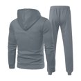 thumbnail image 4 of Wutalume Men's Winter Solid Color Long-Sleeved Hooded Drawstring Sweatshirt and Sweatpants Suit, Warm and Comfortable for Casual and Athletic Wear,Dark Gray XL, 4 of 4