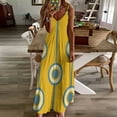 thumbnail image 4 of Robe Sans Manches Vintage Rétro Groovy Hippie Cercle Classique Moutarde Jaune Sarcelle Pâle pour Femmes, 4 of 5