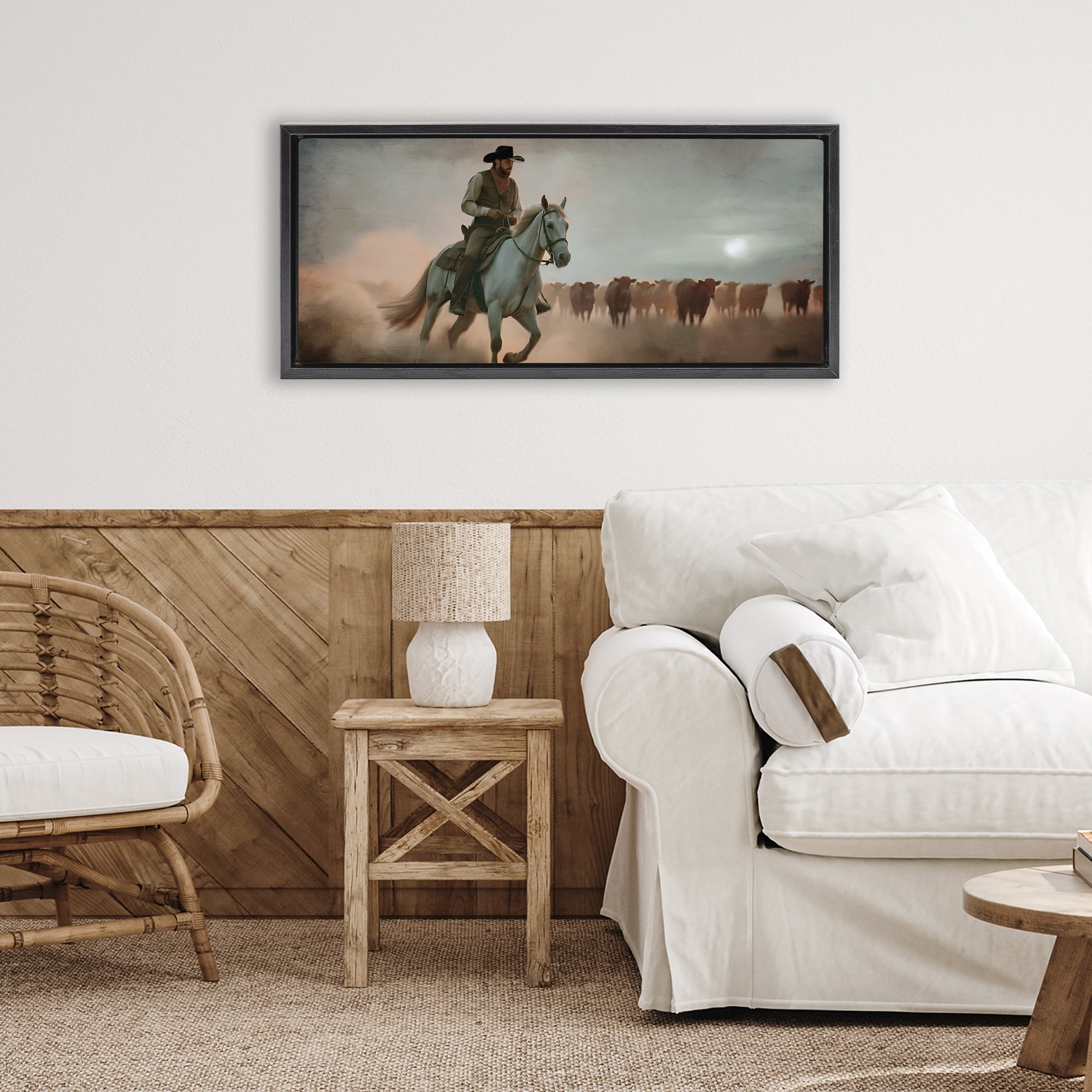 Stupell Industries Home Bound Cowboy Black Framed Floater Canvas Wall Art, design by Kim Allen