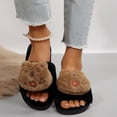 thumbnail image 2 of qkdmdw Black Women'S Open Toe Slippers Cute Capybara Design Cozy Plush Slides Comfy Flat Sandals For Fall Winter Indoor Outdoor, 2 of 9