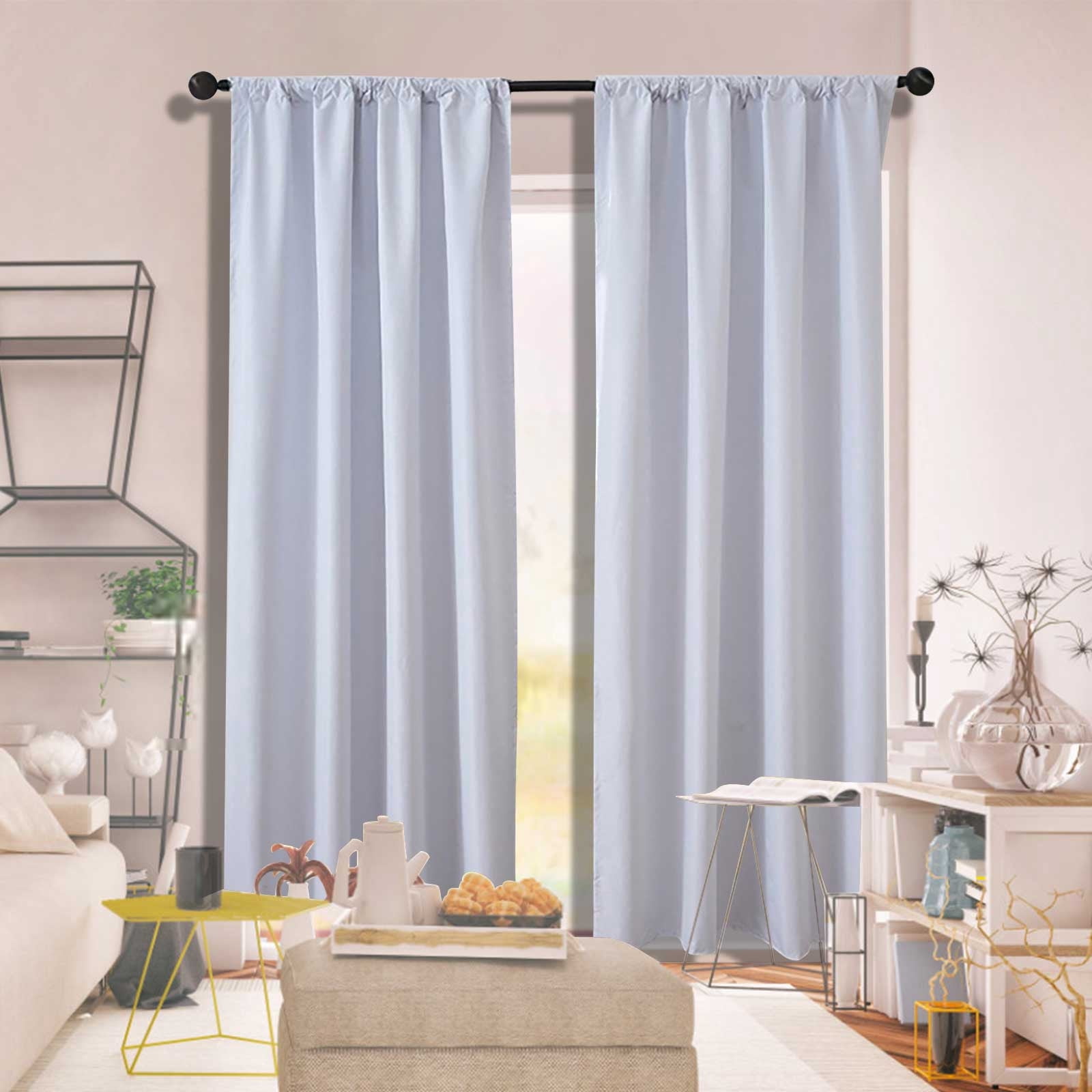 Bxaolu Blackout Curtains for Bedroom - Natural Linen Curtains 53 X 102 inch, Thermal Insulated Blackout 2 Panels Curtains Drapes, Rod Pocket, Darkening Privacy for Living Room, White