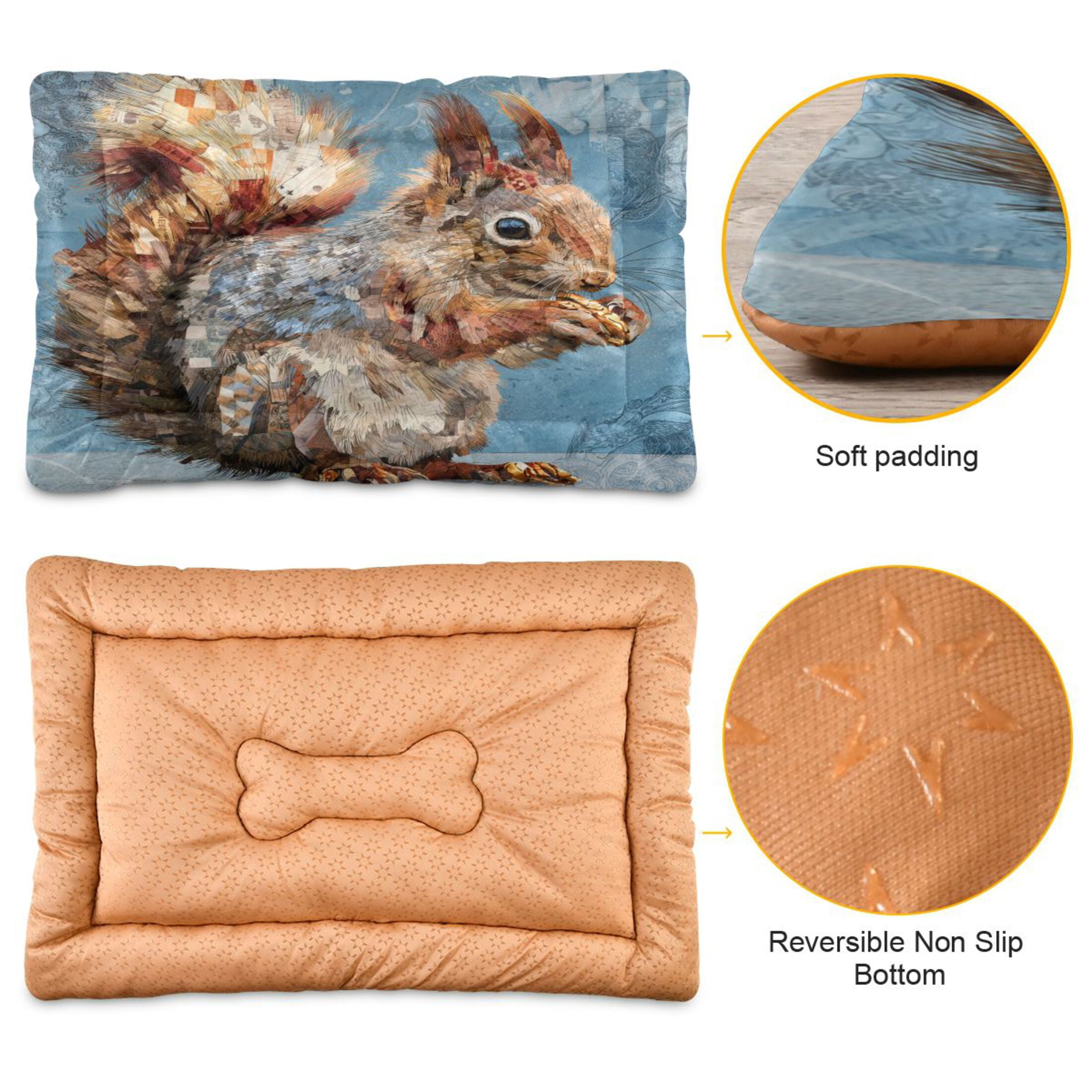 Qxltty Cute Squirrel Ped Pad Wear-resistant and Hard to Bite Through Sleeping Pad for Small Medium Large Dogs Winter Pet Bed 36×24in