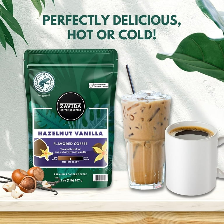 Zavida Hazelnut Vanilla Whole Bean (32 OZ), 32 Ounce, 2 Pound