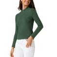 thumbnail image 4 of Solid Color T-Shirt for Women Asymmetrical Collar  Long Sleeves Basic Tops XS Dark Green, 4 of 6