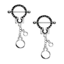 Pair of Gem Handcuff Nipple Shields 316L Surgical Steel - 2 Color Options