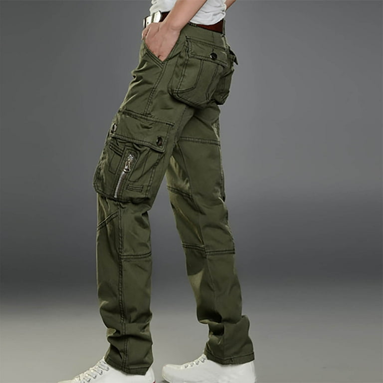 Njoeus Men's Fleece Lined Cargo Pants Casual Cotton Multi