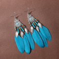 thumbnail image 4 of Pendientes Wonlte Boho Western Turquesa con plumas para mujer, 4 of 5
