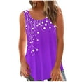 thumbnail image 2 of Sentmoon Tenues d'Été pour Femmes Débardeurs Col Rond pour Femmes Coupe Ample Imprimé Vignes Sans Manches T-Shirts Basiques Tendance 2025 pour Week-End Brunch Violet S, 2 of 5