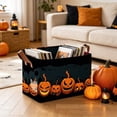 thumbnail image 4 of Kuokaa Halloween Large Collapsible Storage Baskets, Black Pumpkin Face Pattern, 14.96 x 10.24 x 9.84 in Foldable Fabric Organizer with Handles for Clothes Toys Closet, 4 of 6