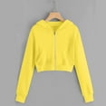 thumbnail image 2 of Hfyihgf Women's Hoodies Teen Girl Fall Jacket Sweatshirts Casual Drawstring Clothes Cropped Zip Up Y2K Hoodie with Pocket(z4-Light Yellow,4XL), 2 of 5