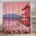 thumbnail image 6 of Japanese Style Shower Curtains Pink Cherry Blossom Floral Sea Waves Mount Fuji Scenery Modern Polyester Bathroom Curtain r, 6 of 7
