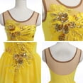 thumbnail image 4 of IBTOM CASTLE Women Ice Figure Skating Dress Ballet Dance Leotard Gymnastics Sequin Embroidery Gradient Chiffon Dress Dancewear XL Yellow, 4 of 8