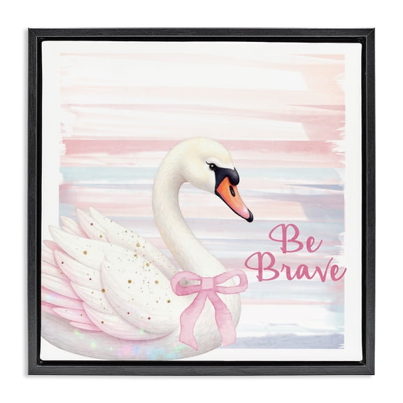 Be Brave Pastel Swan Black Framed Floater Canvas Wall Art, design by Kim Allen