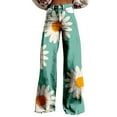 thumbnail image 2 of Women's Casual Pants Women'S Wide Leg Pant Vintage Floral Print High Waisted Straight Stretch Pants With Pockets,Green Women's Casual Pants M, 2 of 8