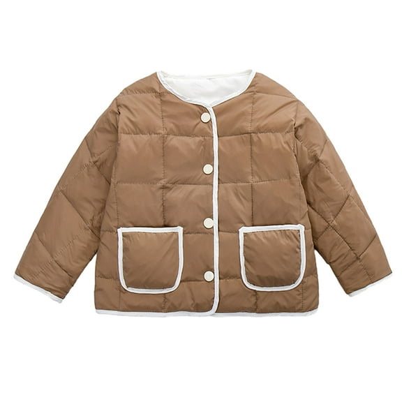 LYMAYTER Kids Unisex down Jacket Boys Girls Long Sleeve Warm Outerwear Toddler Winter Light Coats for 1-6 Years
