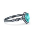 thumbnail image 2 of Halo Pear Teardrop Ring Black Tone Paraiba Tourmaline CZ 925 Sterling Silver Size 6, 2 of 6