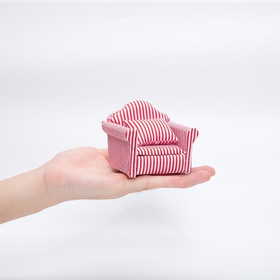 Clearance Desktop Ornament under $5,1:12 Dollhouse Dollhouse Mini Furniture Living Room Scene Model Small Floral Fabric Double Sofa